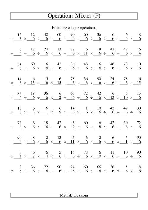 Multiplication et Division -- Règles de 6 (Variation 1 à 15) (F)