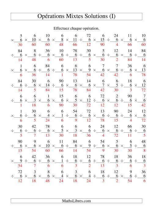 Multiplication et Division -- Règles de 6 (Variation 1 à 15) (I) page 2
