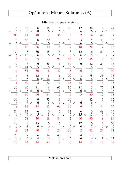 Multiplication et Division -- Règles de 6 (Variation 1 à 15) (Tout) page 2