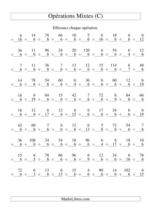 Multiplication et Division -- Règles de 6 (Variation 1 à 20) (C)