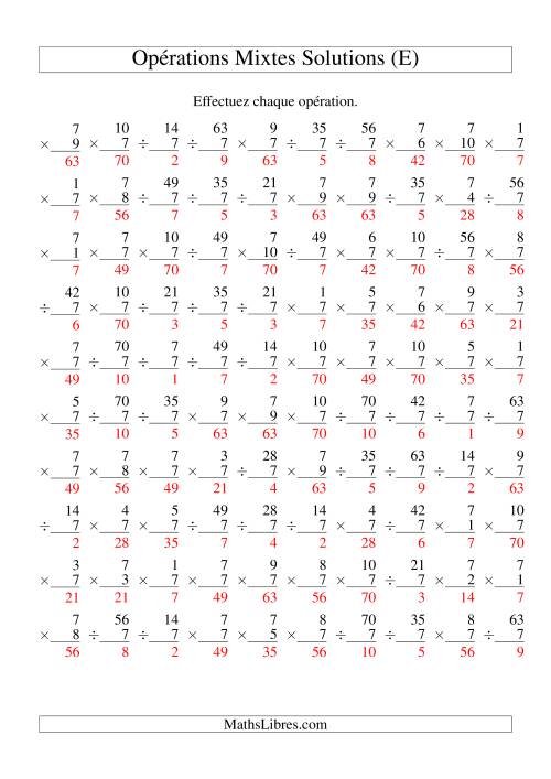 Multiplication et Division -- Règles de 7 (Variation 1 à 10) (E) page 2