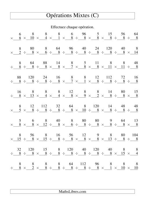Multiplication et Division -- Règles de 8 (Variation 1 à 15) (C)