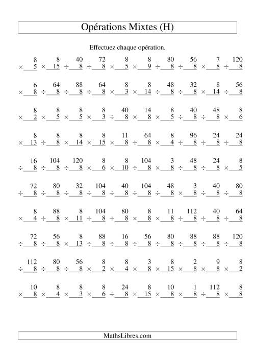Multiplication et Division -- Règles de 8 (Variation 1 à 15) (H)