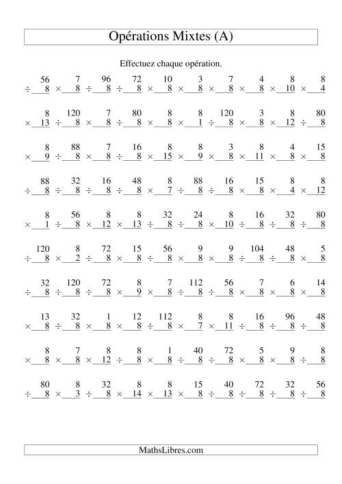 Multiplication et Division -- Règles de 8 (Variation 1 à 15) (Tout)