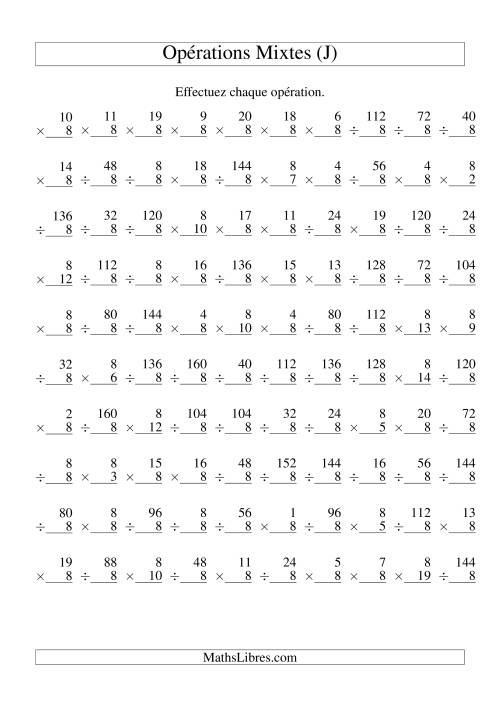 Multiplication et Division -- Règles de 8 (Variation 1 à 20) (J)