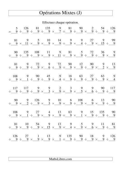 Multiplication et Division -- Règles de 9 (Variation 1 à 15) (J)
