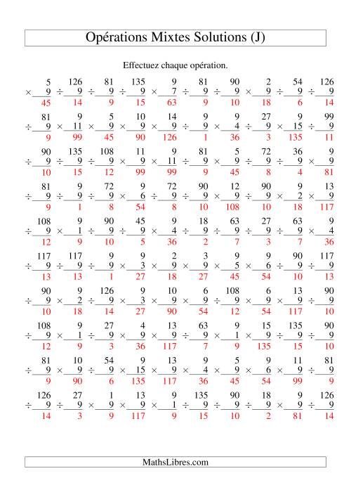 Multiplication et Division -- Règles de 9 (Variation 1 à 15) (J) page 2