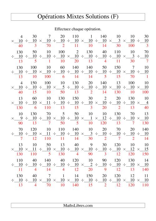 Multiplication et Division -- Règles de 10 (Variation 1 à 15) (F) page 2
