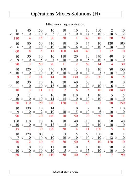Multiplication et Division -- Règles de 10 (Variation 1 à 15) (H) page 2