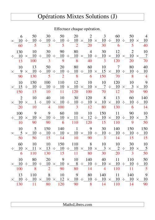 Multiplication et Division -- Règles de 10 (Variation 1 à 15) (J) page 2