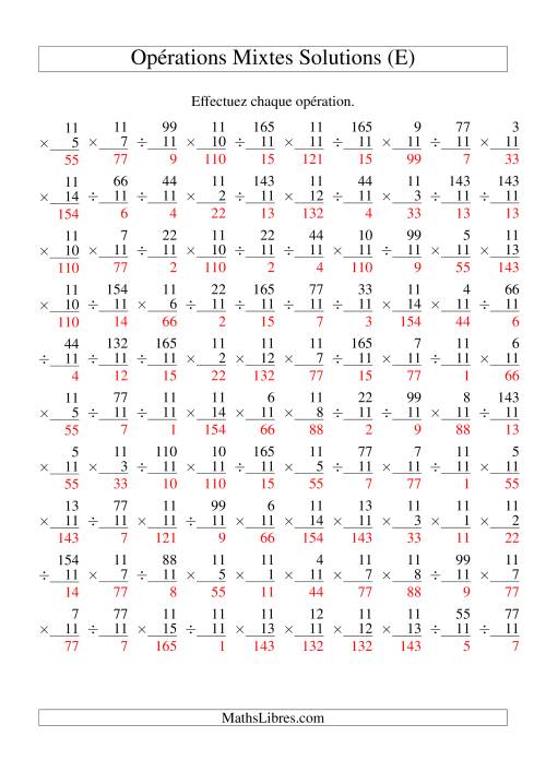 Multiplication et Division -- Règles de 11 (Variation 1 à 15) (E) page 2