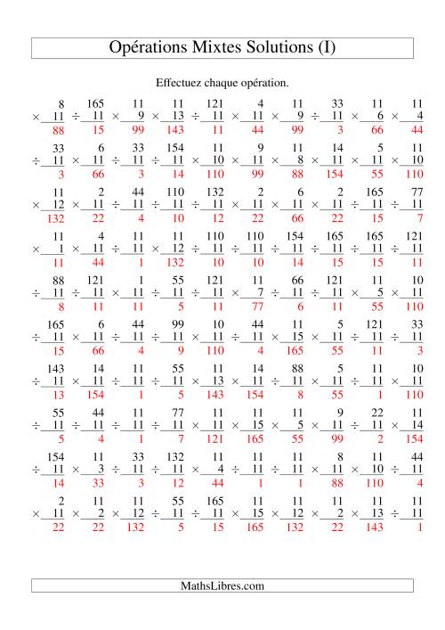 Multiplication et Division -- Règles de 11 (Variation 1 à 15) (I) page 2