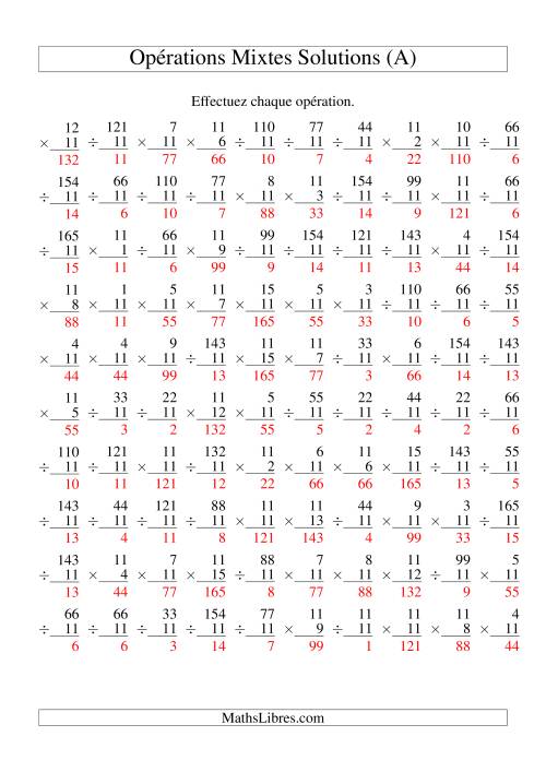 Multiplication et Division -- Règles de 11 (Variation 1 à 15) (Tout) page 2