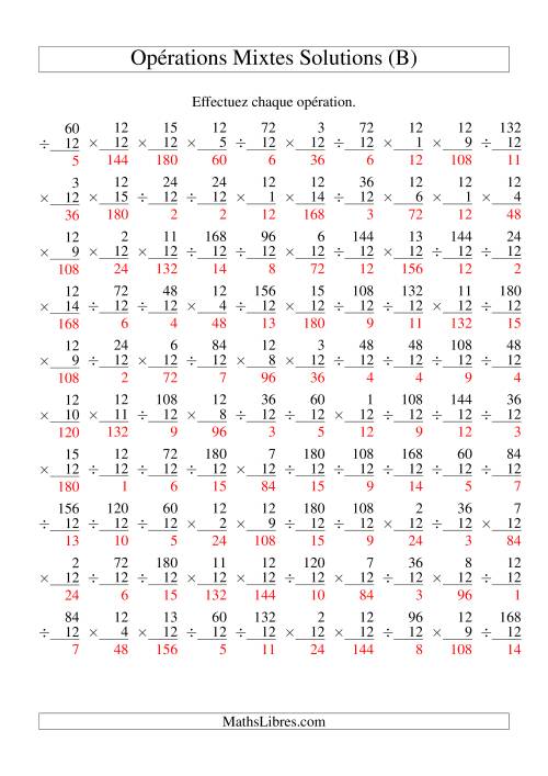 Multiplication et Division -- Règles de 12 (Variation 1 à 15) (B) page 2