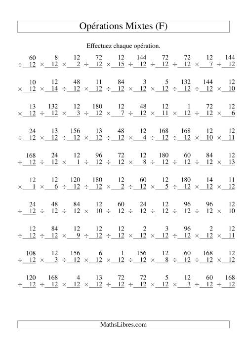 Multiplication et Division -- Règles de 12 (Variation 1 à 15) (F)