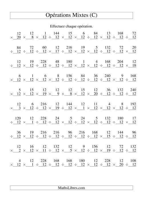 Multiplication et Division -- Règles de 12 (Variation 1 à 20) (C)