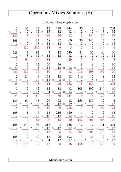 Multiplication et Division -- Règles de 12 (Variation 1 à 20) (E) page 2