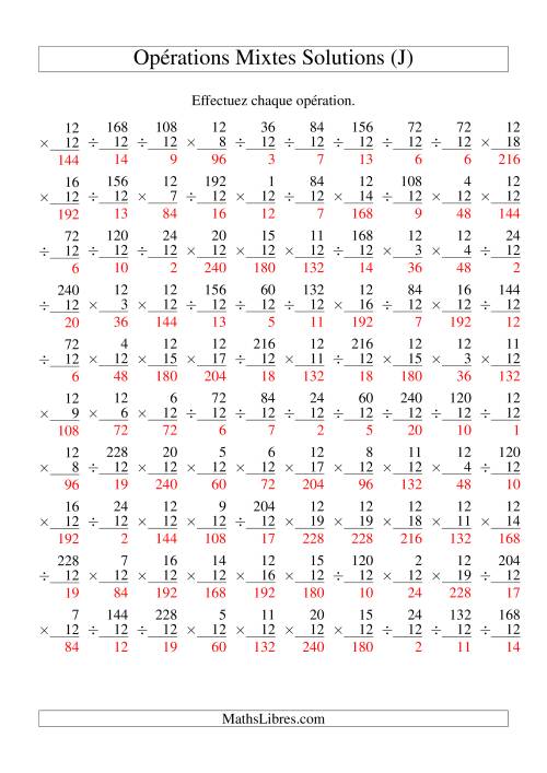 Multiplication et Division -- Règles de 12 (Variation 1 à 20) (J) page 2