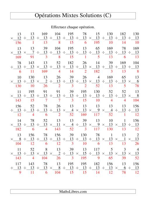 Multiplication et Division -- Règles de 13 (Variation 1 à 15) (C) page 2