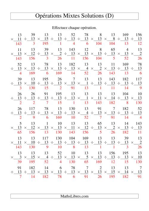 Multiplication et Division -- Règles de 13 (Variation 1 à 15) (D) page 2