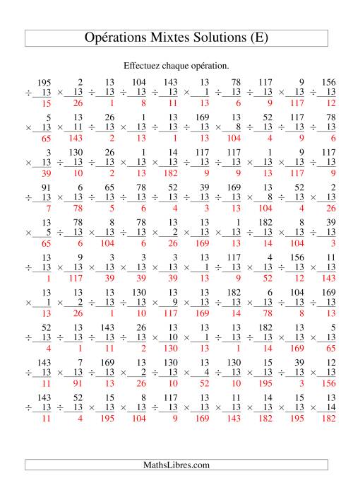 Multiplication et Division -- Règles de 13 (Variation 1 à 15) (E) page 2