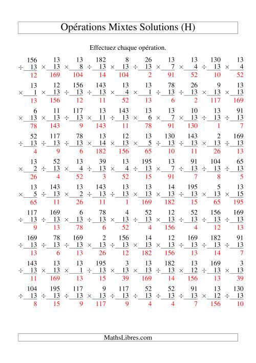 Multiplication et Division -- Règles de 13 (Variation 1 à 15) (H) page 2