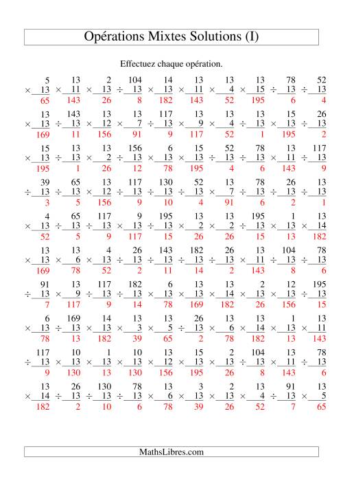 Multiplication et Division -- Règles de 13 (Variation 1 à 15) (I) page 2