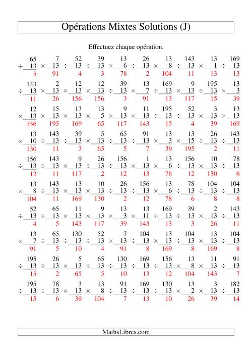 Multiplication et Division -- Règles de 13 (Variation 1 à 15) (J) page 2