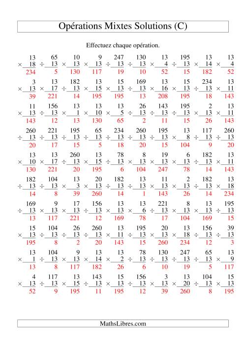 Multiplication et Division -- Règles de 13 (Variation 1 à 20) (C) page 2