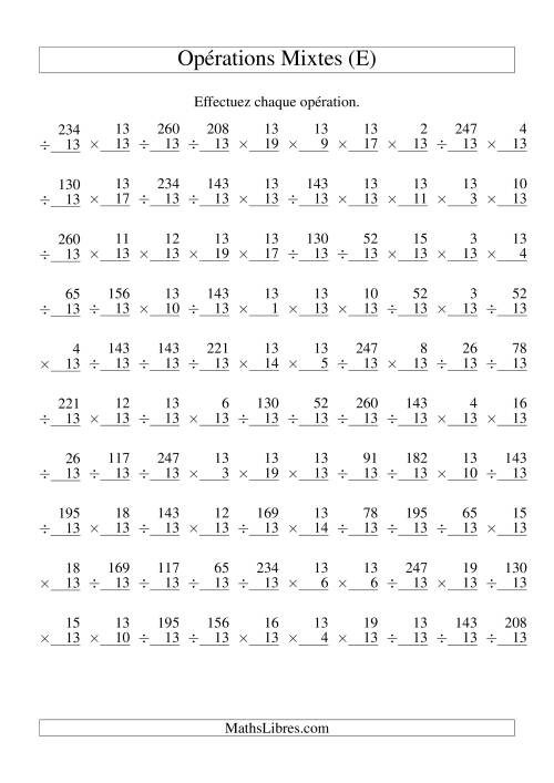 Multiplication et Division -- Règles de 13 (Variation 1 à 20) (E)