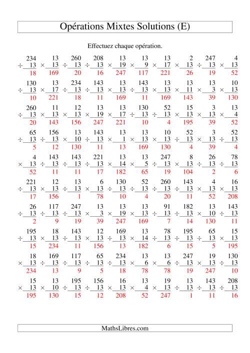 Multiplication et Division -- Règles de 13 (Variation 1 à 20) (E) page 2