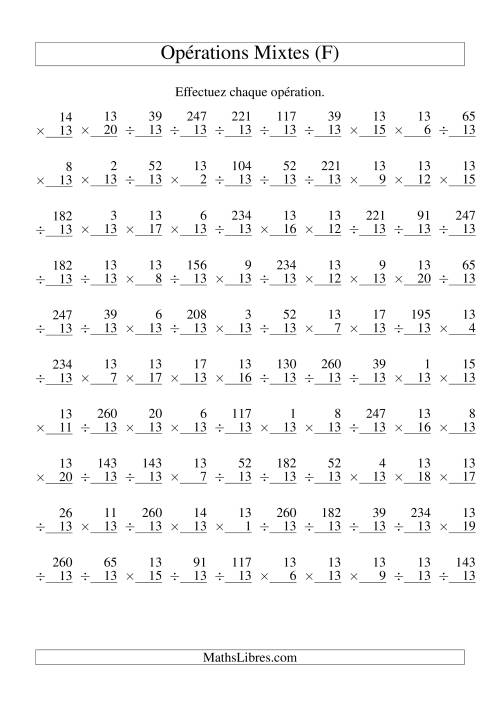Multiplication et Division -- Règles de 13 (Variation 1 à 20) (F)