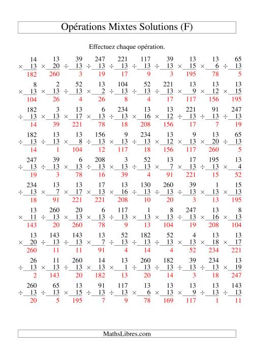 Multiplication et Division -- Règles de 13 (Variation 1 à 20) (F) page 2