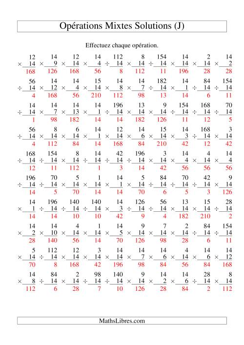 Multiplication et Division -- Règles de 14 (Variation 1 à 15) (J) page 2