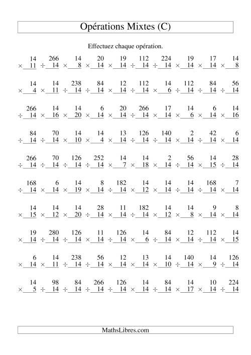 Multiplication et Division -- Règles de 14 (Variation 1 à 20) (C)