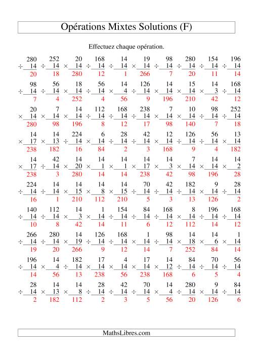 Multiplication et Division -- Règles de 14 (Variation 1 à 20) (F) page 2