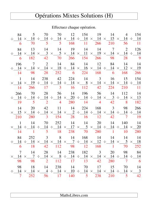 Multiplication et Division -- Règles de 14 (Variation 1 à 20) (H) page 2