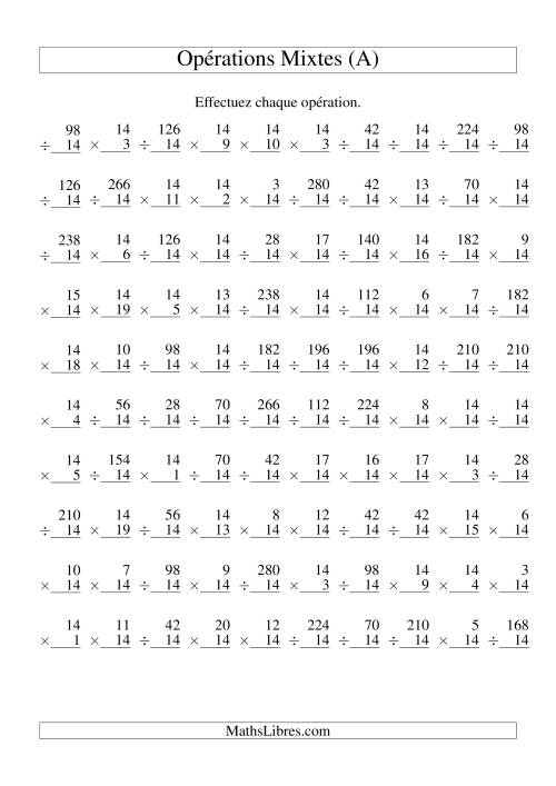 Multiplication et Division -- Règles de 14 (Variation 1 à 20) (Tout)