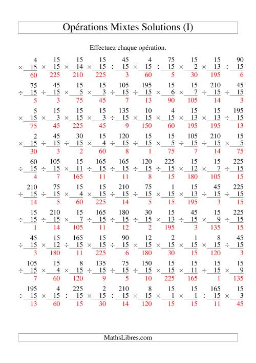Multiplication et Division -- Règles de 15 (Variation 1 à 15) (I) page 2