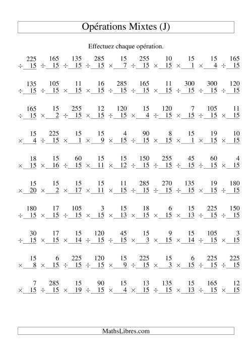 Multiplication et Division -- Règles de 15 (Variation 1 à 20) (J)