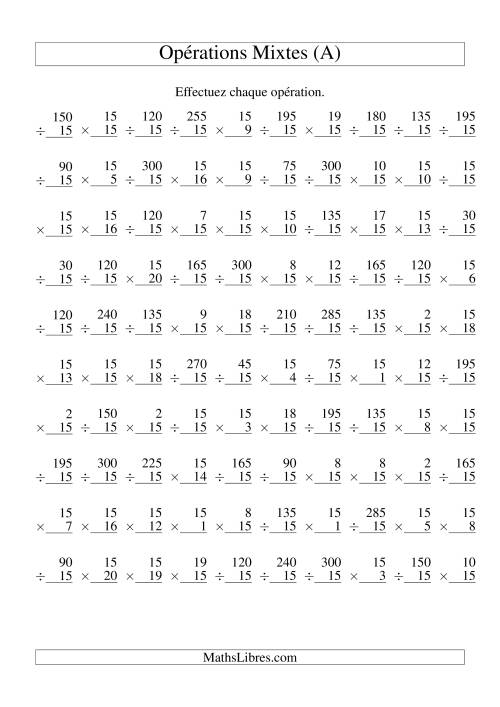 Multiplication et Division -- Règles de 15 (Variation 1 à 20) (Tout)