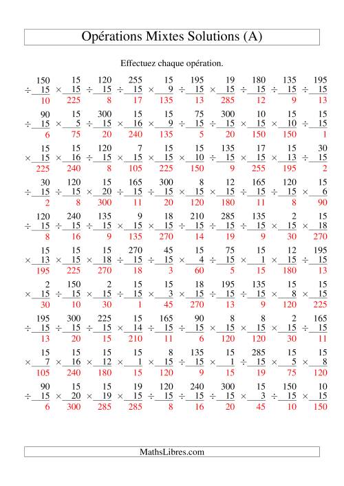 Multiplication et Division -- Règles de 15 (Variation 1 à 20) (Tout) page 2