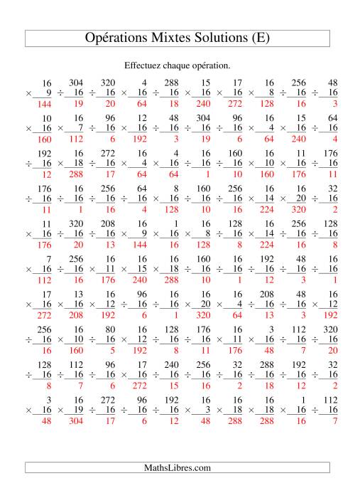 Multiplication et Division -- Règles de 16 (Variation 1 à 20) (E) page 2