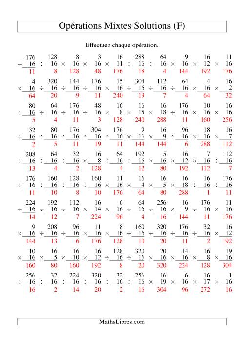 Multiplication et Division -- Règles de 16 (Variation 1 à 20) (F) page 2