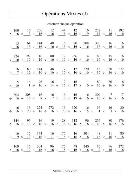 Multiplication et Division -- Règles de 16 (Variation 1 à 20) (J)