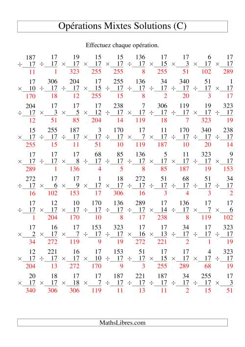 Multiplication et Division -- Règles de 17 (Variation 1 à 20) (C) page 2