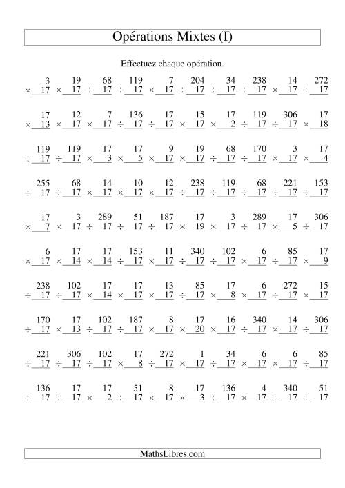 Multiplication et Division -- Règles de 17 (Variation 1 à 20) (I)
