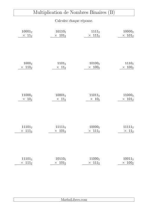 Multiplication de Nombres Binaires (Base 2) (B)