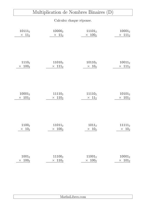 Multiplication de Nombres Binaires (Base 2) (D)