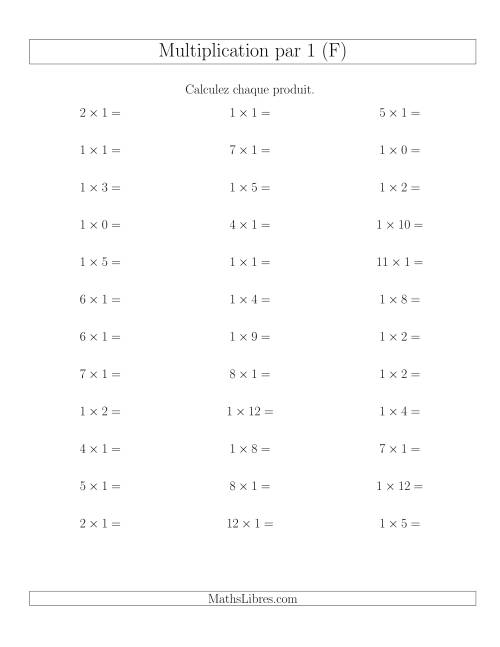 Règles de Multiplication Individuelles -- Multiplication par 1 -- Variation 0 à 12 (F)